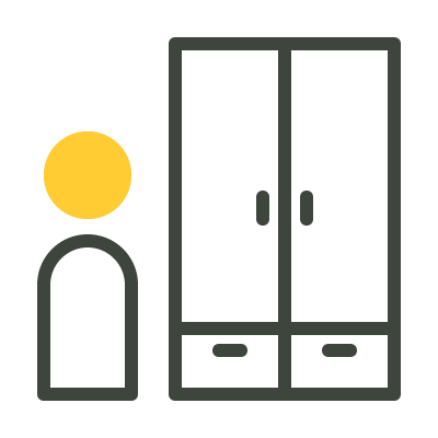 Student room with double wardrobe