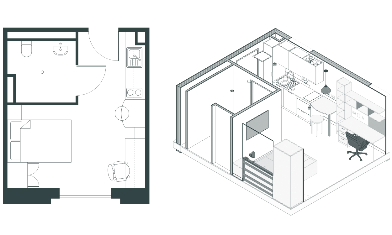 Student Bedroom - Premium Studio Room Layout