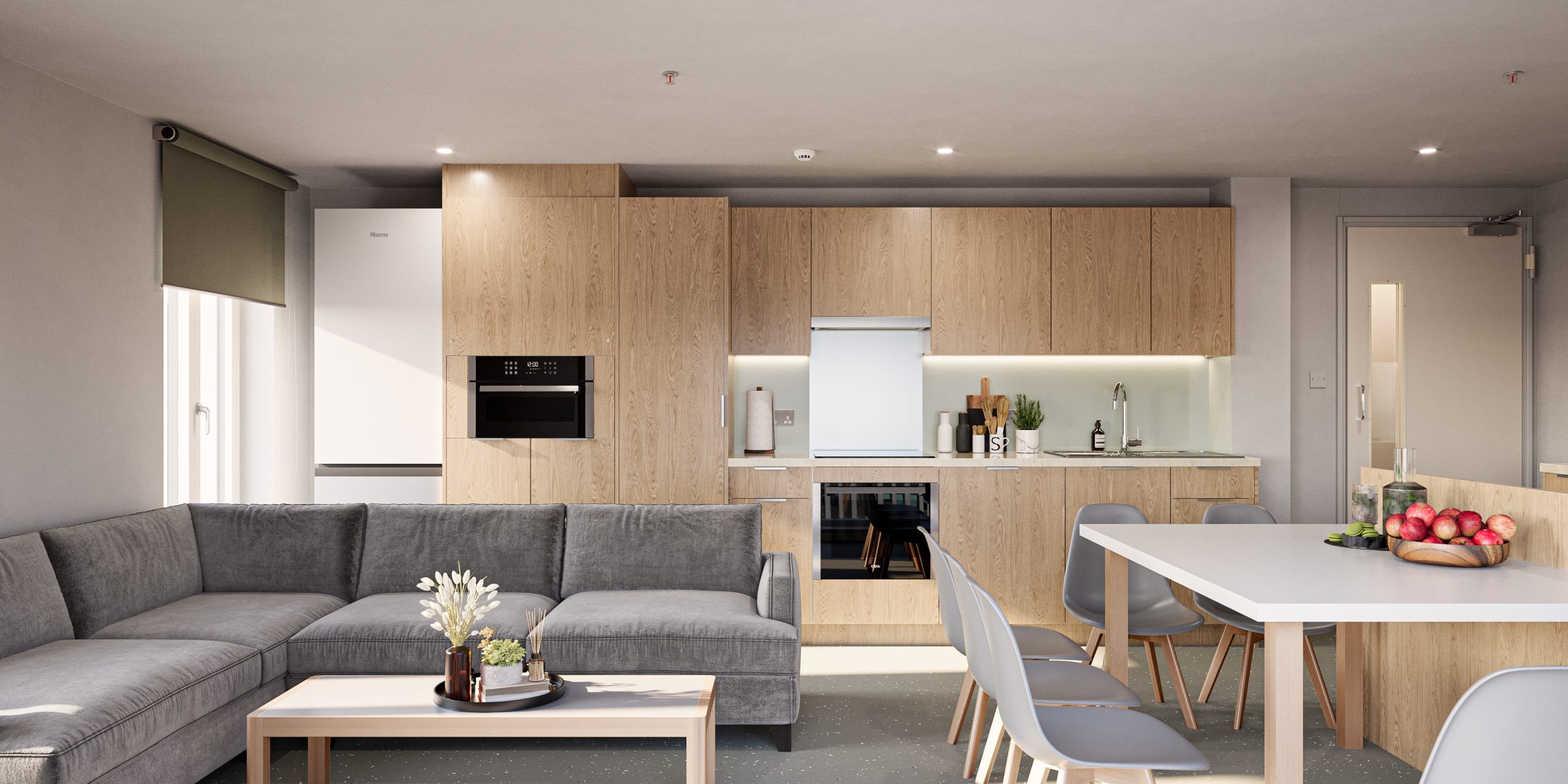 Student Kitchen and Social Space for Cluster Rooms at Timber Yard, Bristol