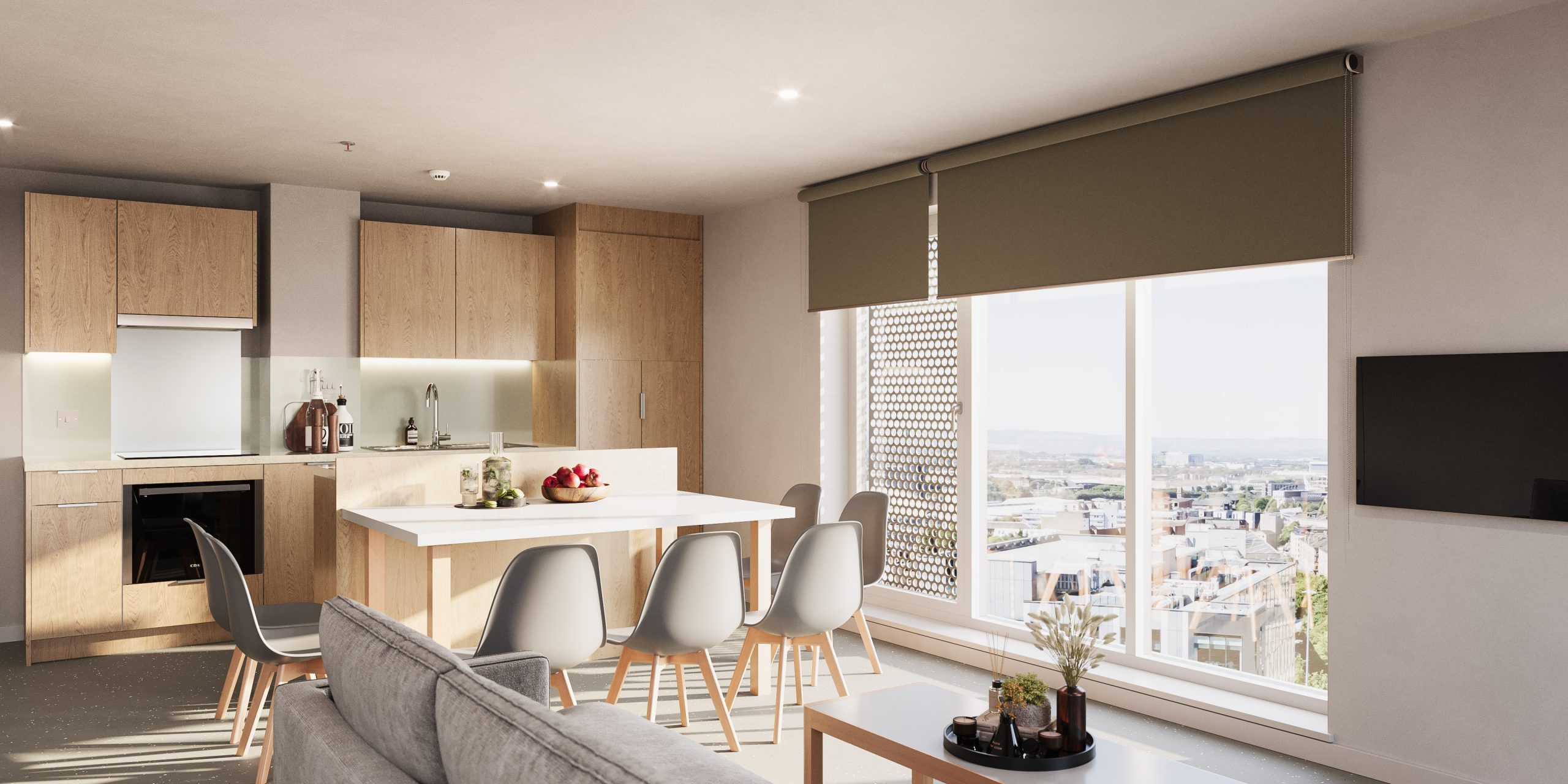 Student Kitchen and Social Space for Cluster Rooms at Timber Yard, Bristol