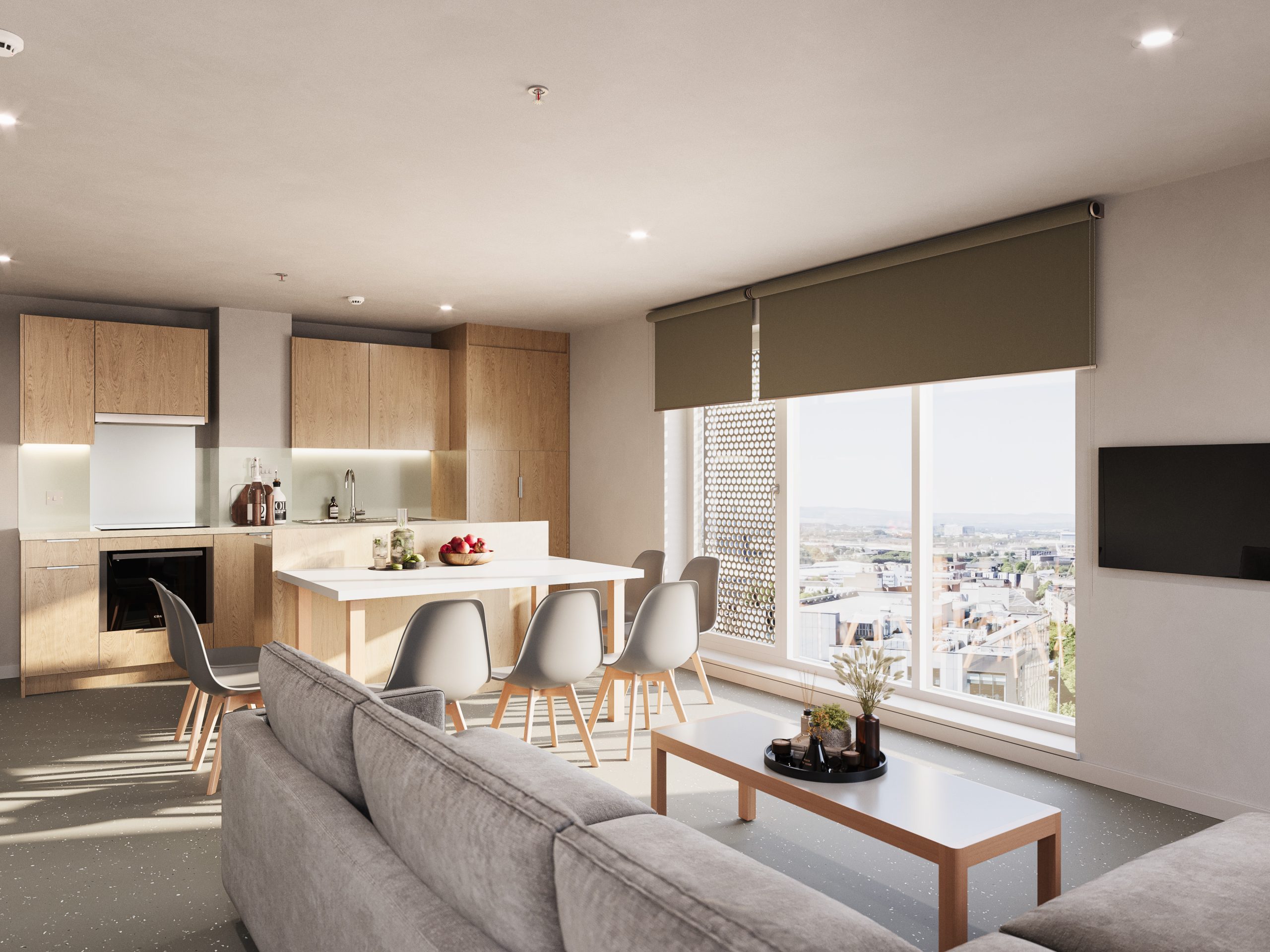 Student Kitchen and Social Space for Cluster Rooms at Timber Yard, Bristol